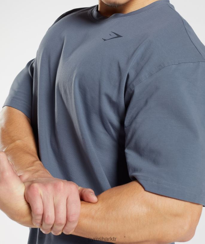 güç tişörtü 8H4J02580 Gymshark Giyim erkekler akşam mavisi