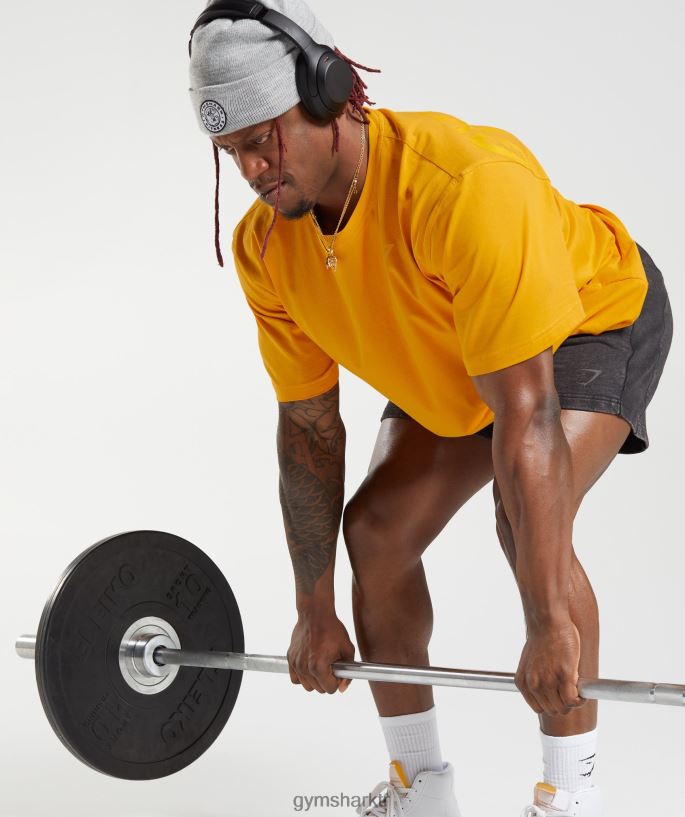 güç tişörtü 8H4J02593 Gymshark Giyim erkekler güneşli sarı