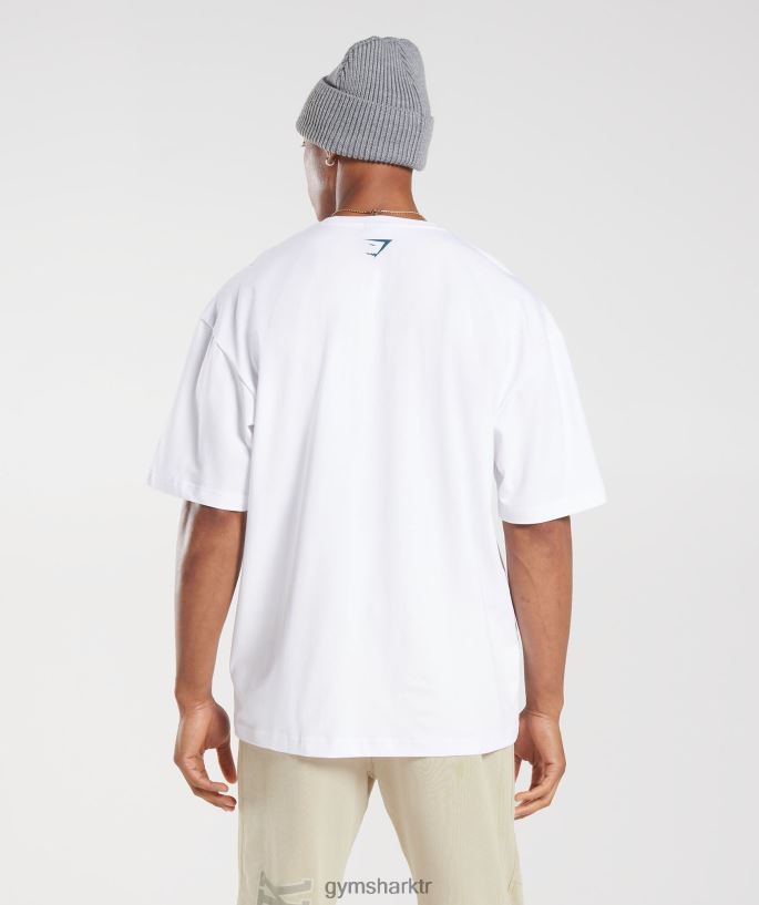 kolej büyük beden tişört 8H4J02773 Gymshark Giyim erkekler beyaz