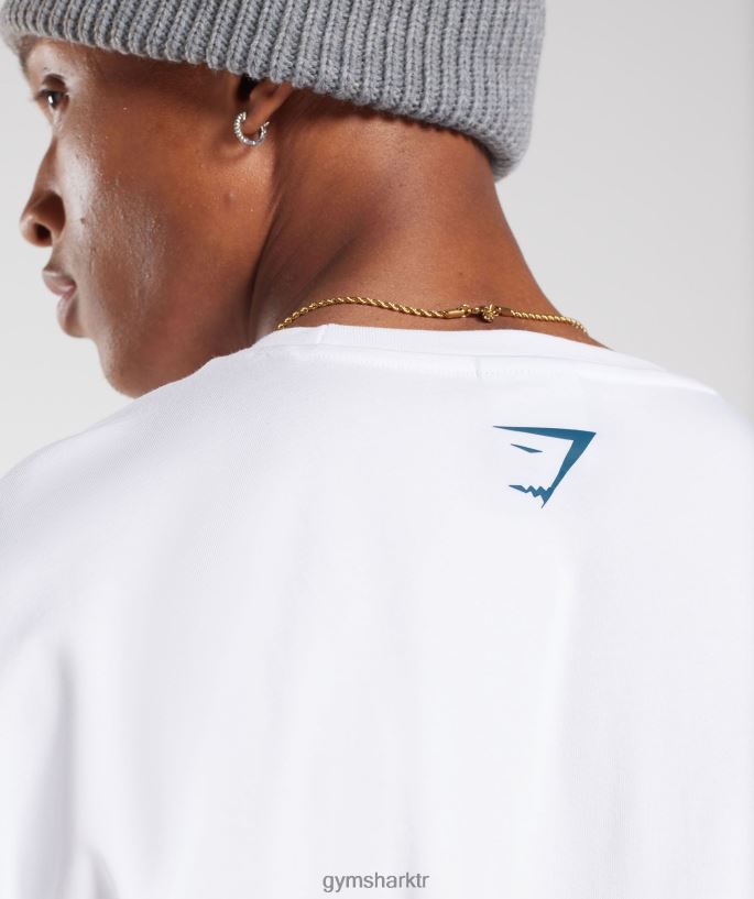 kolej büyük beden tişört 8H4J02773 Gymshark Giyim erkekler beyaz