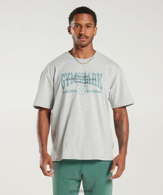 kolej büyük beden tişört 8H4J02776 Gymshark Giyim erkekler açık gri çekirdekli marn