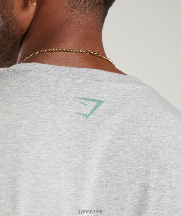 kolej büyük beden tişört 8H4J02776 Gymshark Giyim erkekler açık gri çekirdekli marn