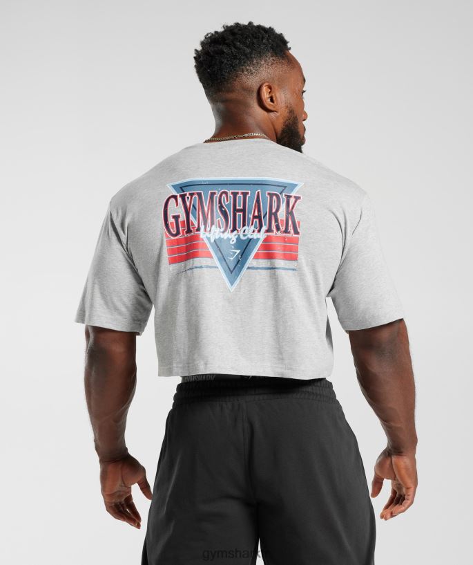 retro dalgalı crop t-shirt 8H4J02588 Gymshark Giyim erkekler açık gri çekirdekli marn