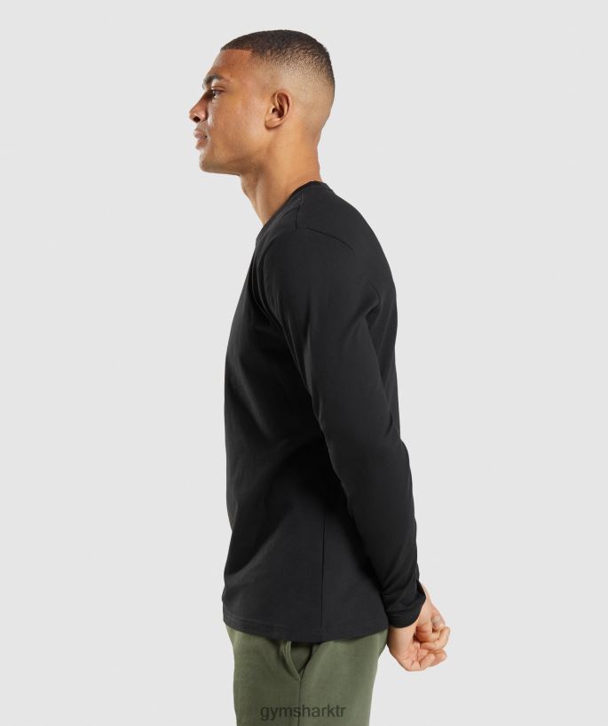 sorguç uzun kollu t-shirt 8H4J02579 Gymshark Giyim erkekler siyah