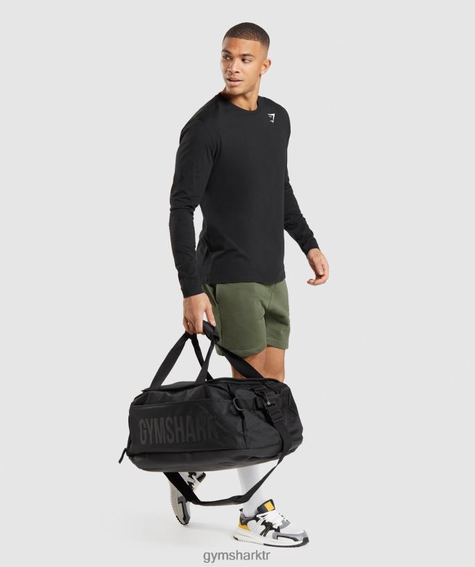 sorguç uzun kollu t-shirt 8H4J02579 Gymshark Giyim erkekler siyah