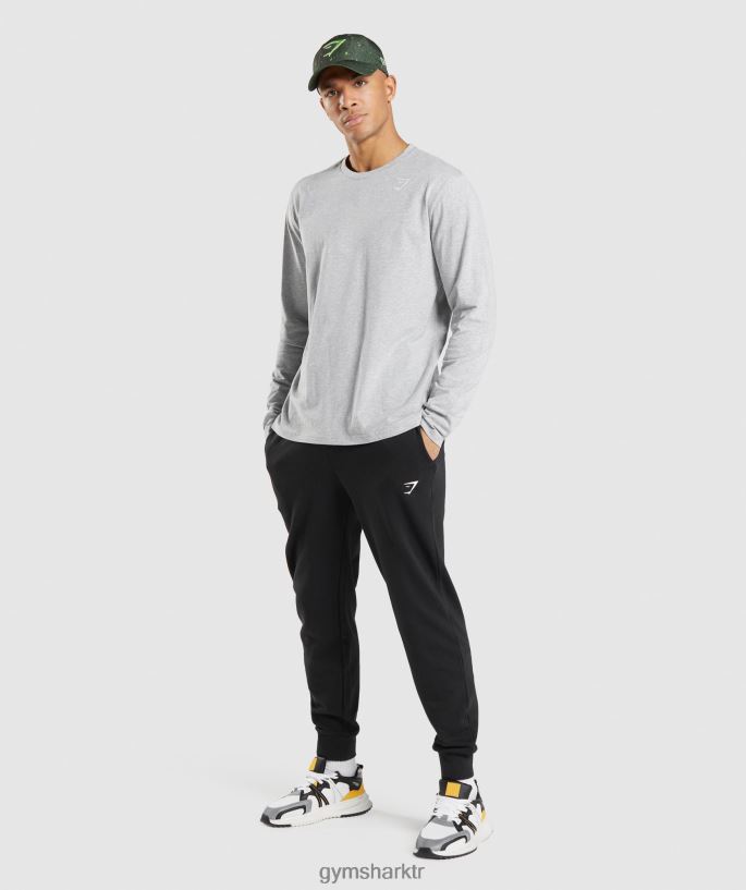 sorguç uzun kollu t-shirt 8H4J02610 Gymshark Giyim erkekler açık gri marn