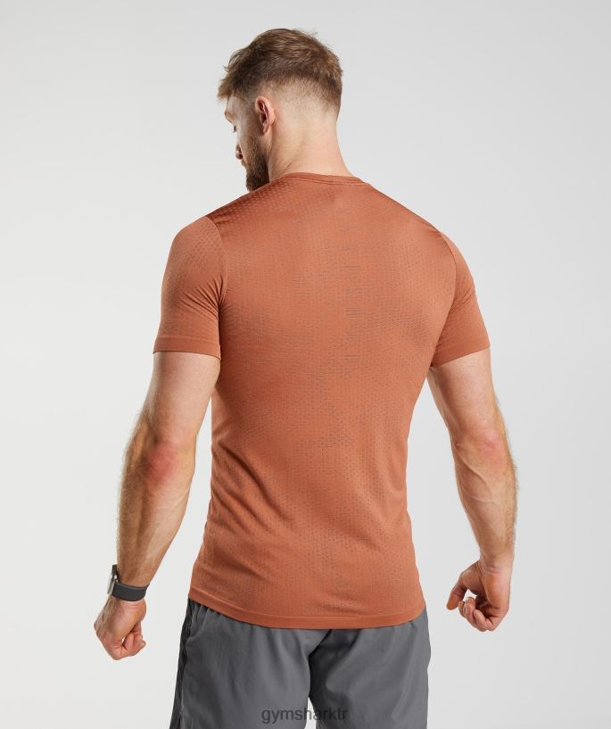 spor dikişsiz t-shirt 8H4J02721 Gymshark Giyim erkekler hurma kırmızısı/sıcak kahverengi
