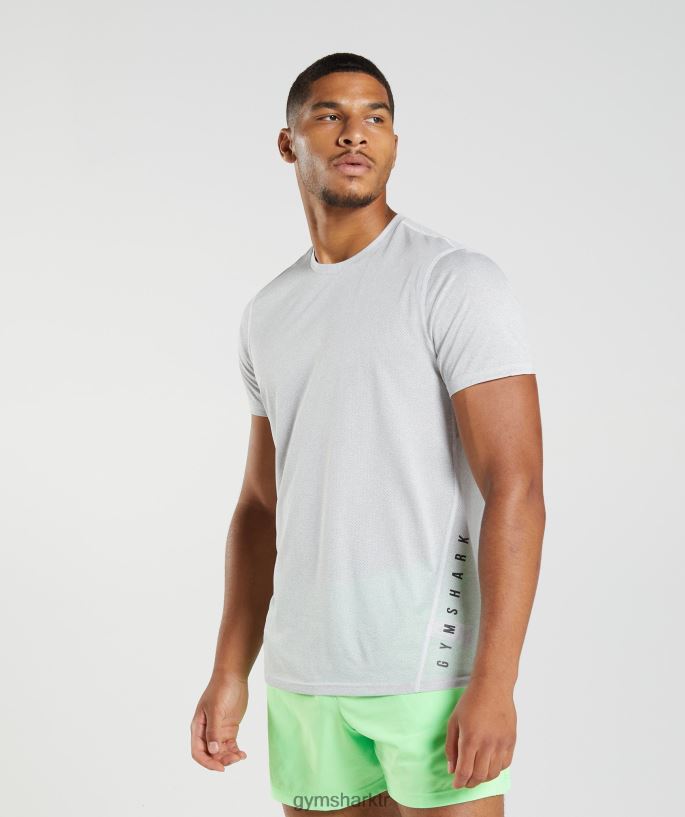 spor tişört 8H4J02756 Gymshark Giyim erkekler beyaz/dumanlı gri kırçıllı