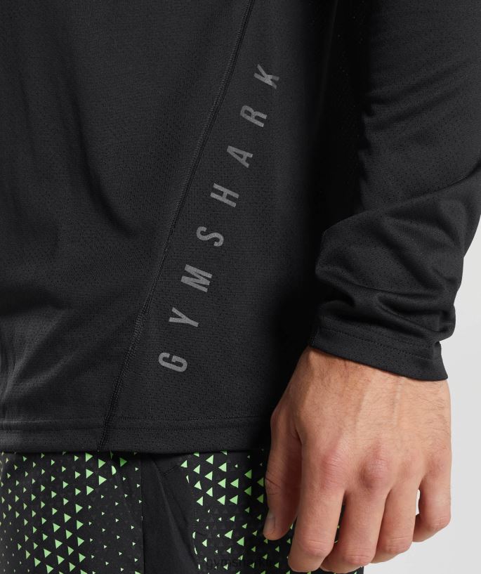 spor uzun kollu t-shirt 8H4J02584 Gymshark Giyim erkekler siyah/siyah kırçıllı