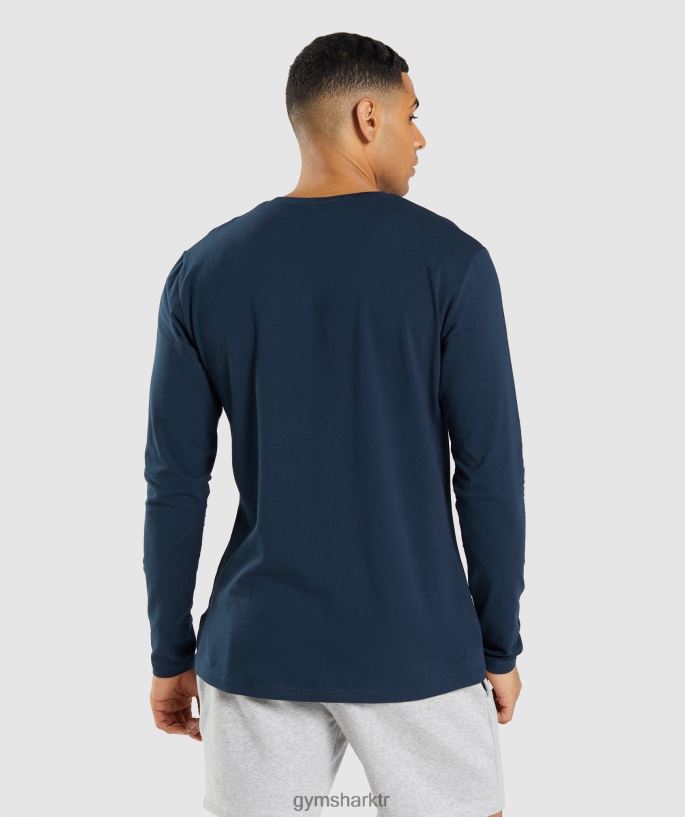 temel uzun kollu t-shirt 8H4J02702 Gymshark Giyim erkekler Donanma