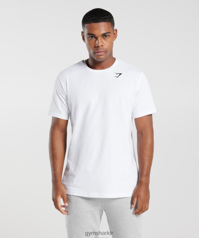 tepeli tişört 8H4J02578 Gymshark Giyim erkekler beyaz