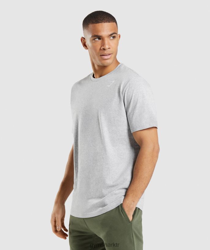 tepeli tişört 8H4J02582 Gymshark Giyim erkekler açık gri marn