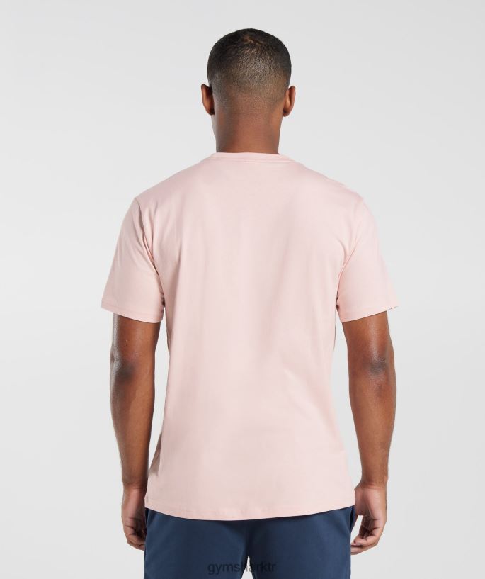 tepeli tişört 8H4J02680 Gymshark Giyim erkekler puslu pembe
