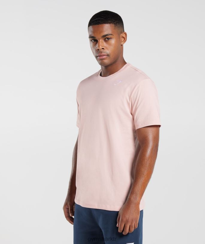 tepeli tişört 8H4J02680 Gymshark Giyim erkekler puslu pembe