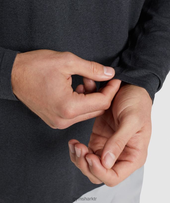 varış dikişsiz uzun kollu tişört 8H4J02752 Gymshark Giyim erkekler siyah marn