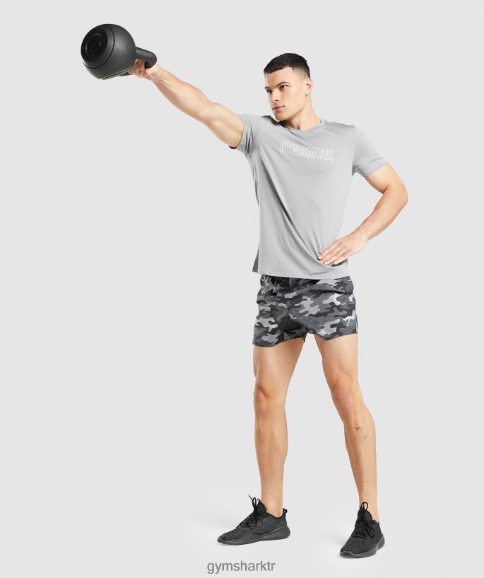 varış grafikli tişört 8H4J02665 Gymshark Giyim erkekler dumanlı gri