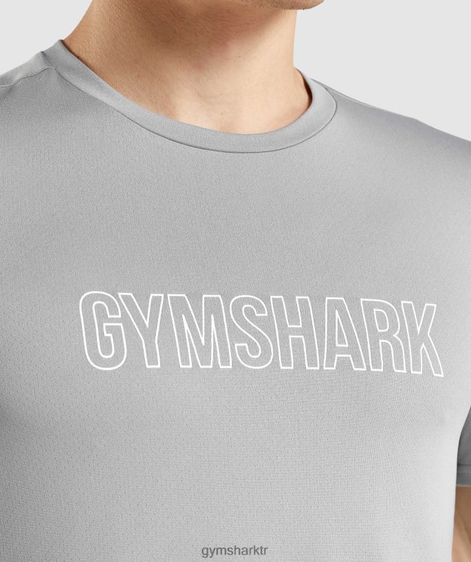 varış grafikli tişört 8H4J02665 Gymshark Giyim erkekler dumanlı gri