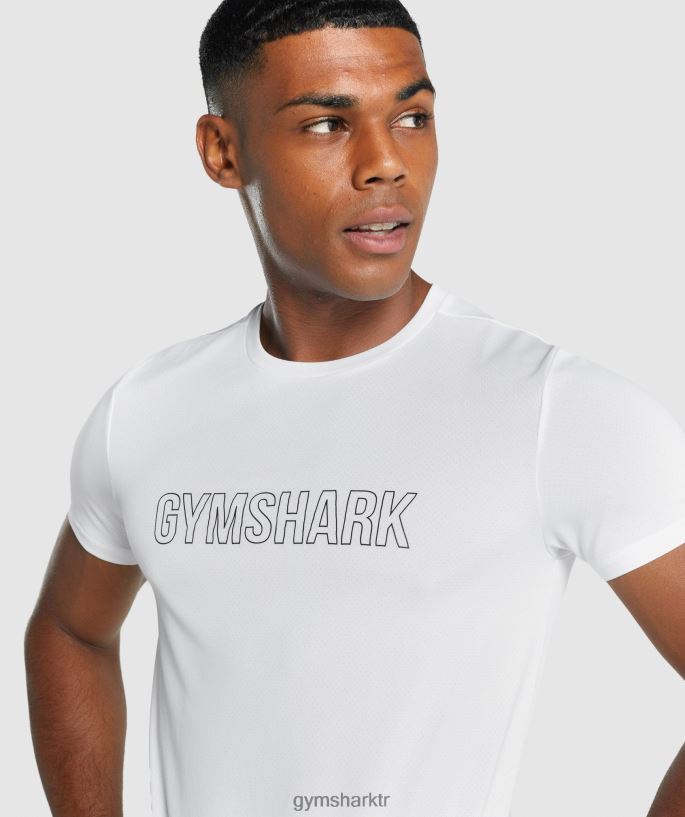 varış grafikli tişört 8H4J02666 Gymshark Giyim erkekler beyaz