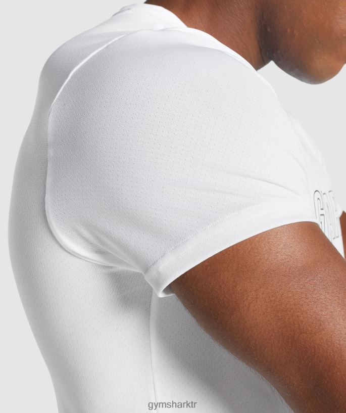 varış grafikli tişört 8H4J02666 Gymshark Giyim erkekler beyaz