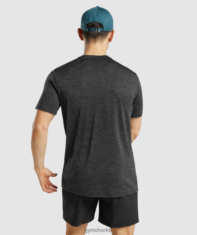 varış marl t-shirt 8H4J02612 Gymshark Giyim erkekler siyah