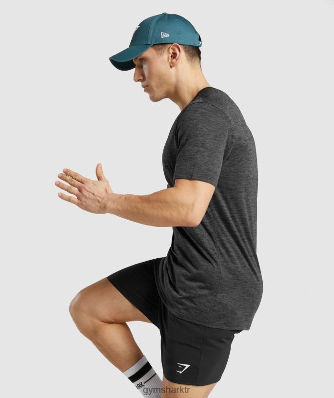 varış marl t-shirt 8H4J02612 Gymshark Giyim erkekler siyah