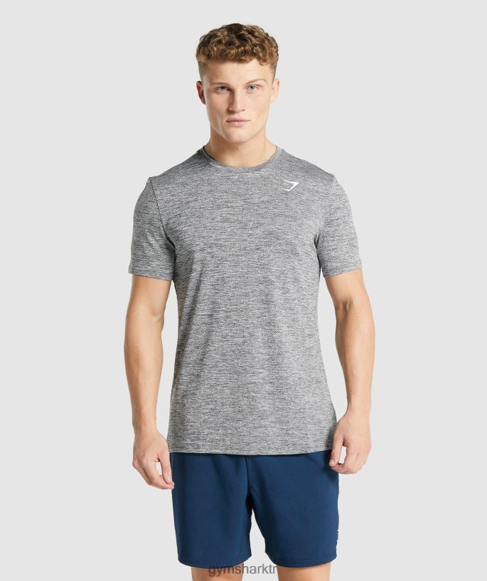 varış marl t-shirt 8H4J02698 Gymshark Giyim erkekler kömür marnı