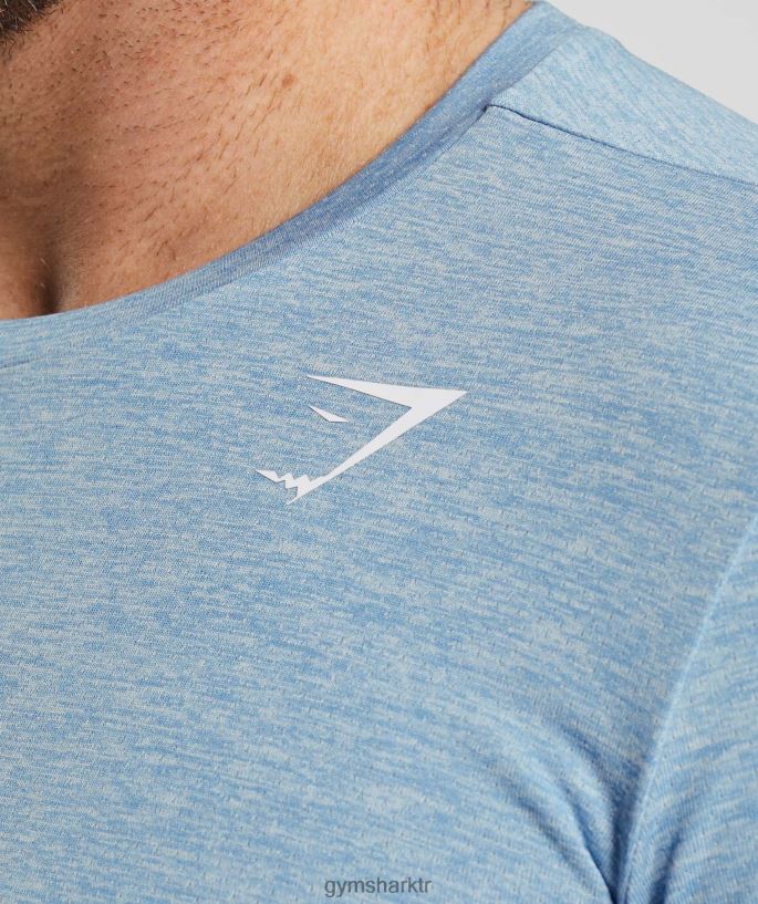 varış marl t-shirt 8H4J02781 Gymshark Giyim erkekler ozon mavisi/ufuk mavisi kırçıllı