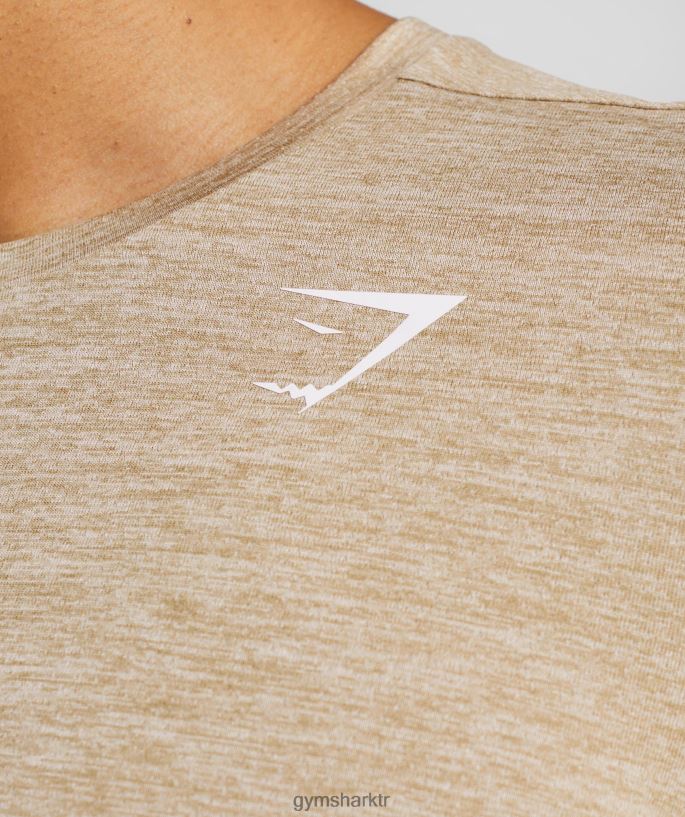 varış marl t-shirt 8H4J02782 Gymshark Giyim erkekler kızarmış kahverengi/deve kahverengi marn