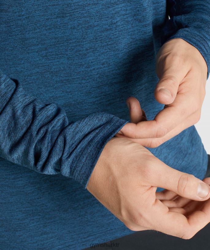 varış marn uzun kollu t-shirt 8H4J02755 Gymshark Giyim erkekler donanma marnı