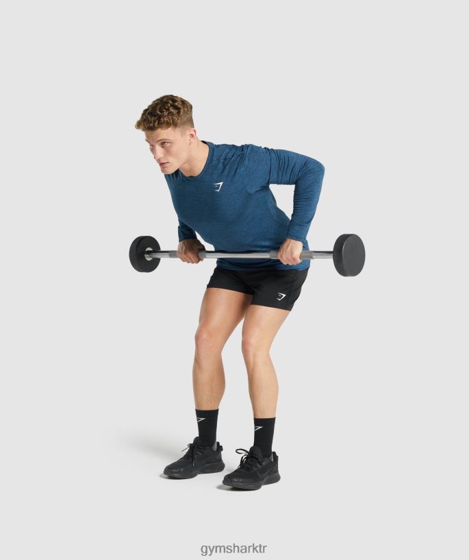 varış marn uzun kollu t-shirt 8H4J02755 Gymshark Giyim erkekler donanma marnı