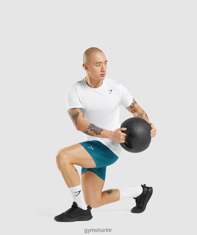 varış tişörtü 8H4J02581 Gymshark Giyim erkekler beyaz