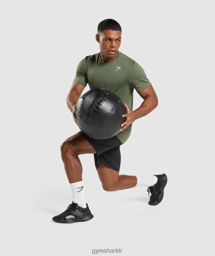 varış tişörtü 8H4J02627 Gymshark Giyim erkekler çekirdekli zeytin