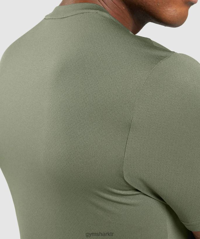 varış tişörtü 8H4J02627 Gymshark Giyim erkekler çekirdekli zeytin