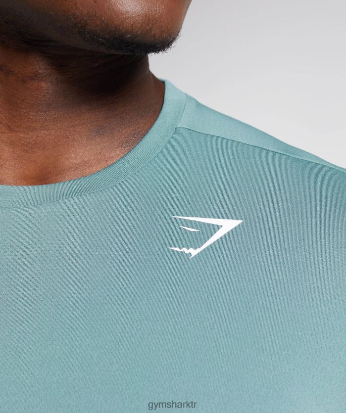 varış tişörtü 8H4J02763 Gymshark Giyim erkekler gök gürültüsü mavisi