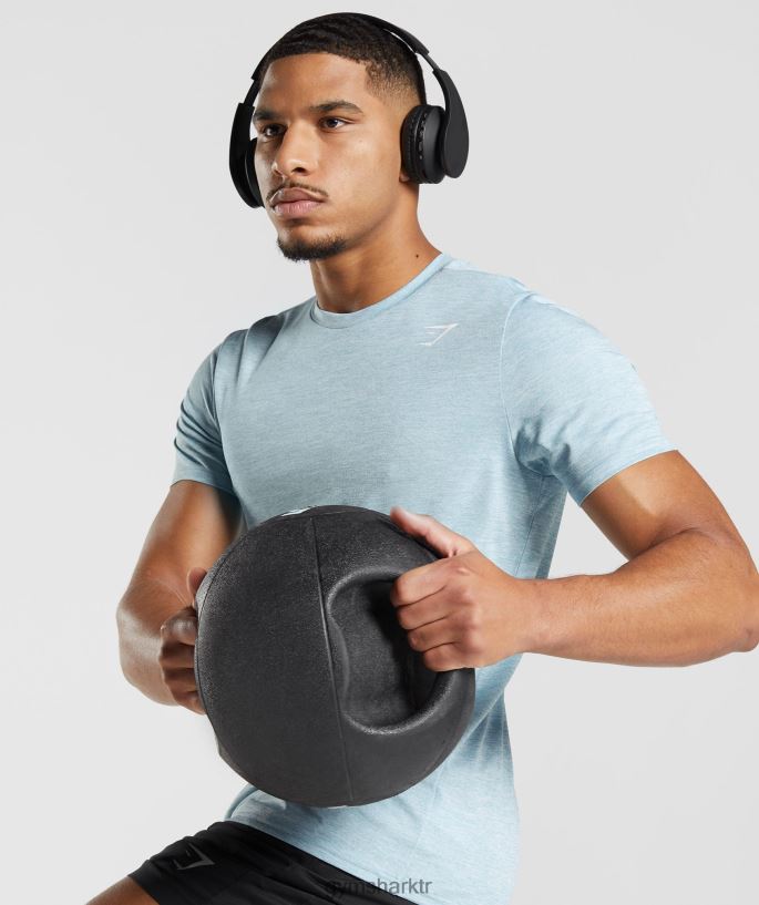 varış tişörtü 8H4J02767 Gymshark Giyim erkekler buzdağı mavisi/buzlu mavi kırçıllı