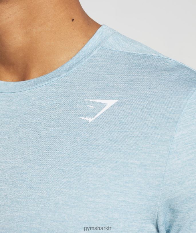 varış tişörtü 8H4J02767 Gymshark Giyim erkekler buzdağı mavisi/buzlu mavi kırçıllı