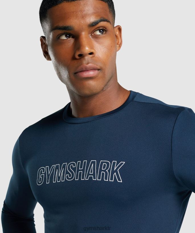 varış uzun kollu grafik tişört 8H4J02669 Gymshark Giyim erkekler Donanma