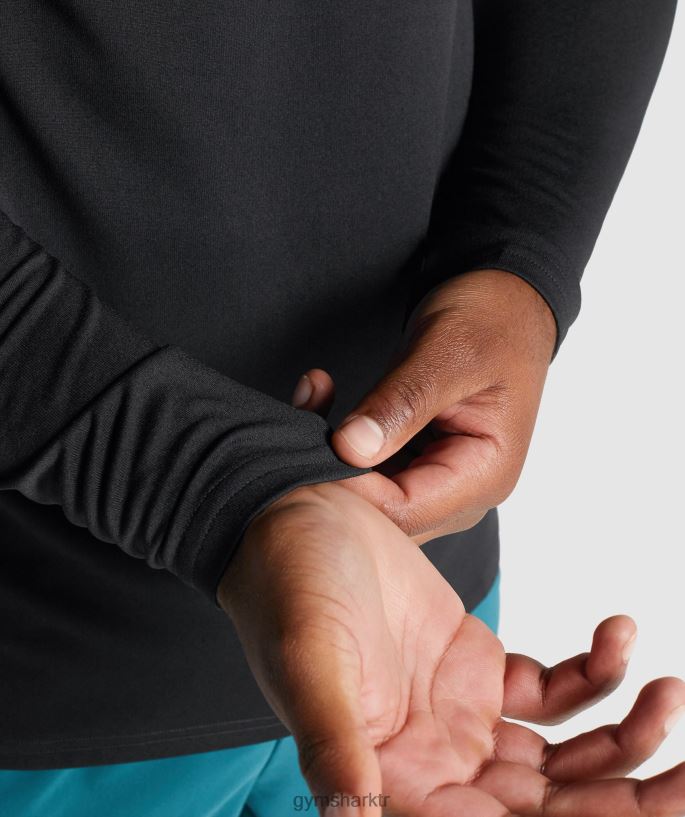 varış uzun kollu grafik tişört 8H4J02717 Gymshark Giyim erkekler siyah