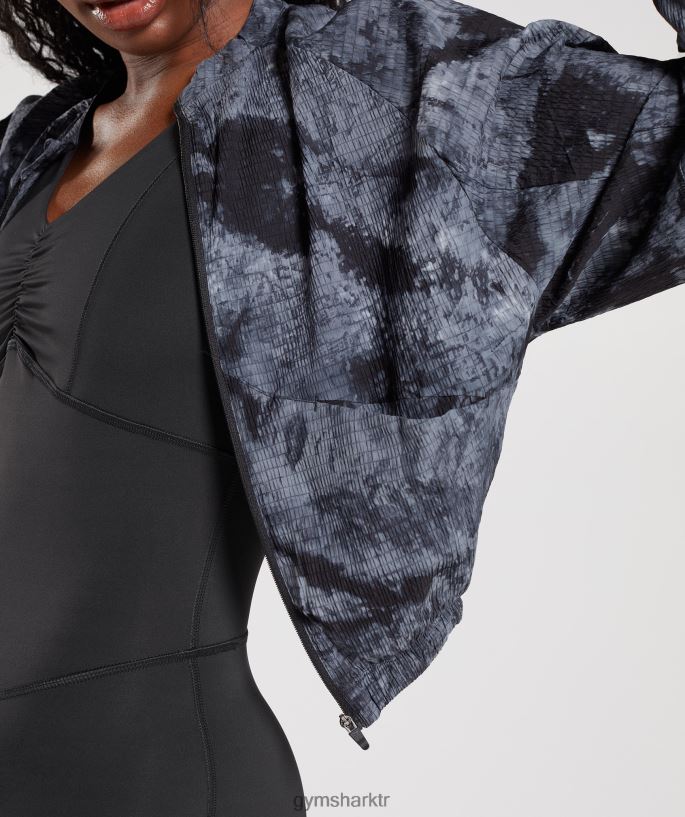 dokuma ceket yükseltmek 8H4J02366 Gymshark Giyim kadınlar madeni para gri sprey boya