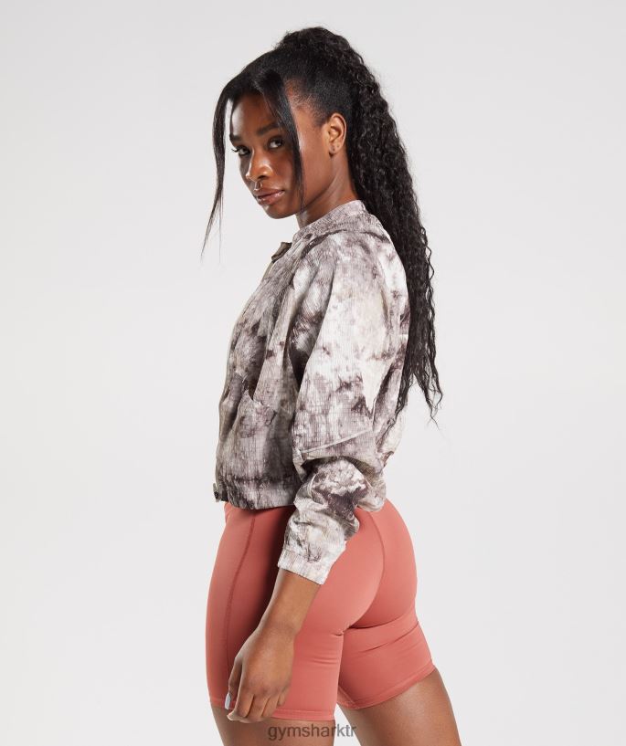 dokuma ceket yükseltmek 8H4J02367 Gymshark Giyim kadınlar çimento kahverengi sprey boya