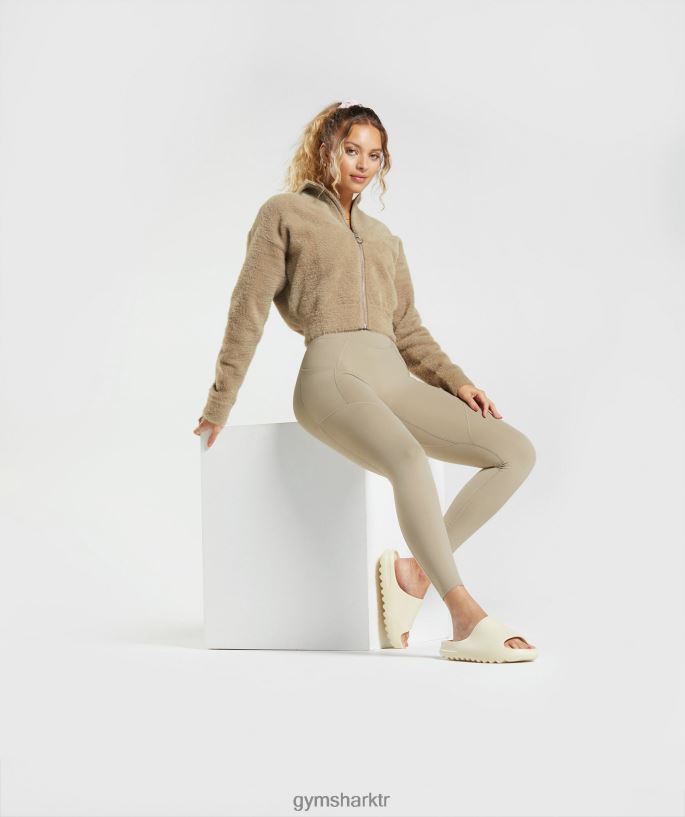 whitney kirpik örgü ceket 8H4J02400 Gymshark Giyim kadınlar çimento kahvesi