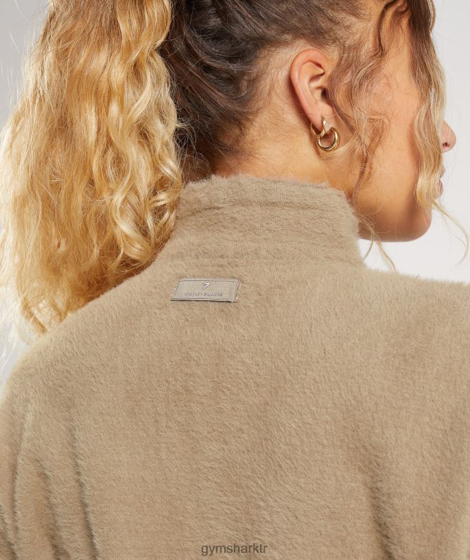 whitney kirpik örgü ceket 8H4J02400 Gymshark Giyim kadınlar çimento kahvesi