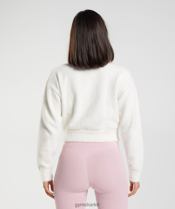 whitney kirpik örgü ceket 8H4J02409 Gymshark Giyim kadınlar ışıklık beyaz