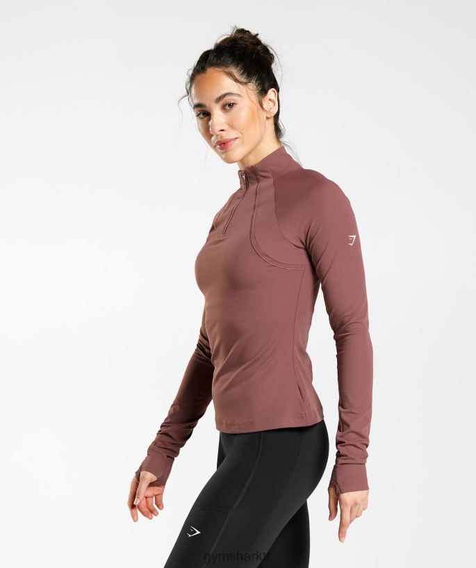 1/4 zip çalışıyor 8H4J02359 Gymshark Giyim kadınlar eflatun kahverengi