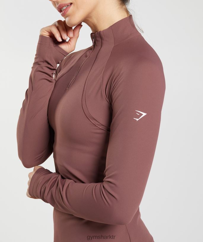 1/4 zip çalışıyor 8H4J02359 Gymshark Giyim kadınlar eflatun kahverengi