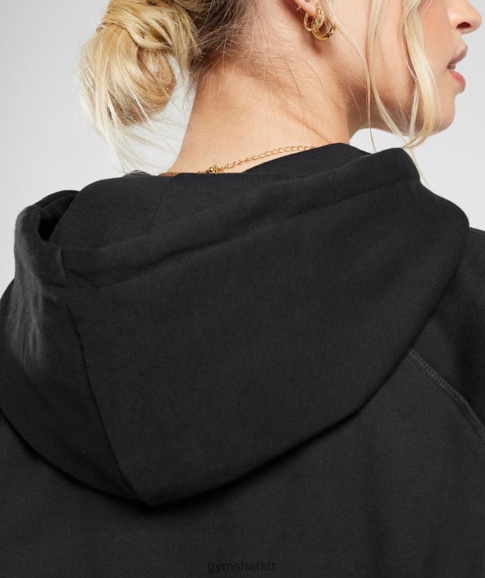 antrenman büyük beden polar kapşonlu 8H4J02352 Gymshark Giyim kadınlar siyah