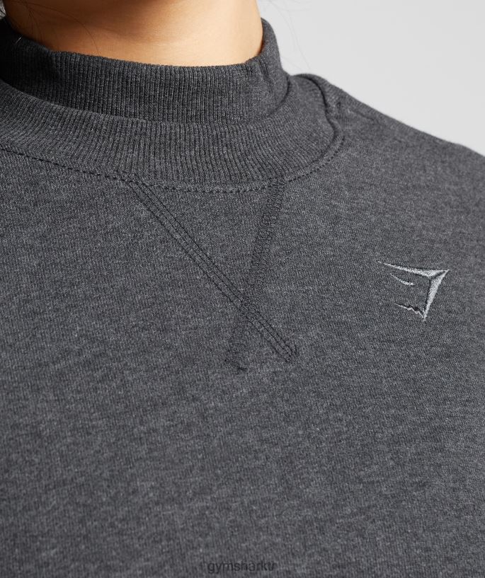 dinlenme günü terleri kırpılmış kazak 8H4J02364 Gymshark Giyim kadınlar siyah çekirdekli marn