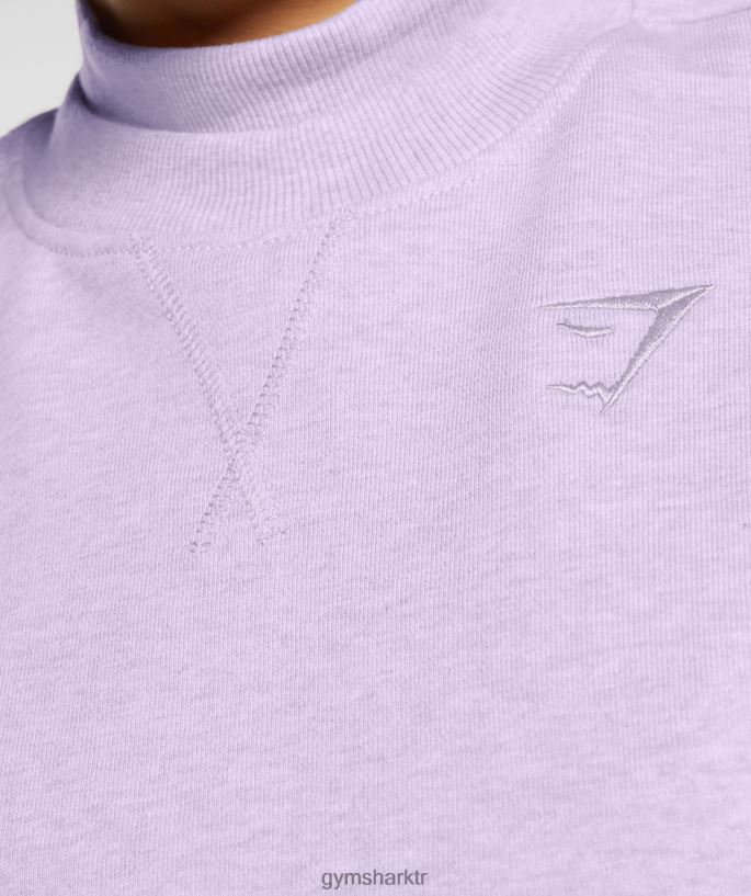 dinlenme günü terleri kırpılmış kazak 8H4J02368 Gymshark Giyim kadınlar aura leylak marn