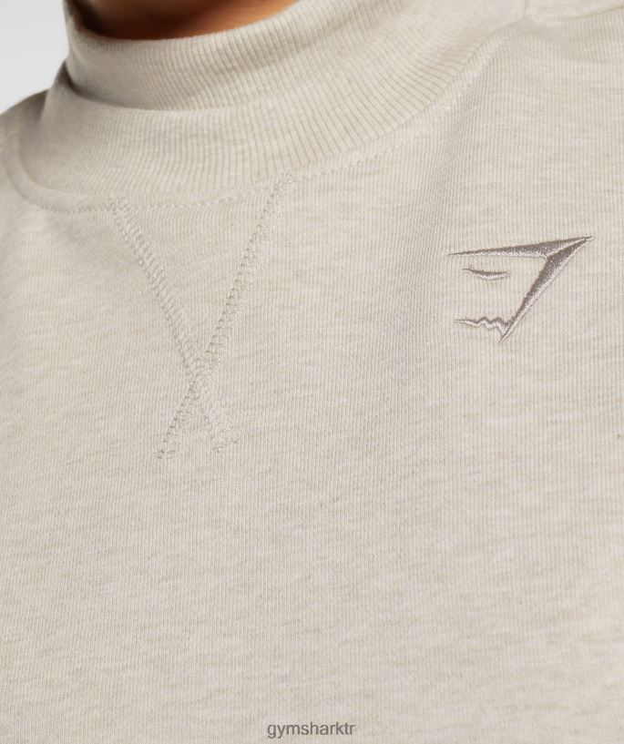 dinlenme günü terleri kırpılmış kazak 8H4J02369 Gymshark Giyim kadınlar kum marnı