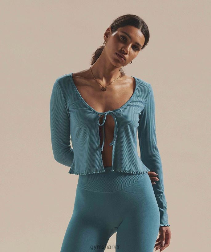 duraklama hırka 8H4J02373 Gymshark Giyim kadınlar kömürleşmiş mavi